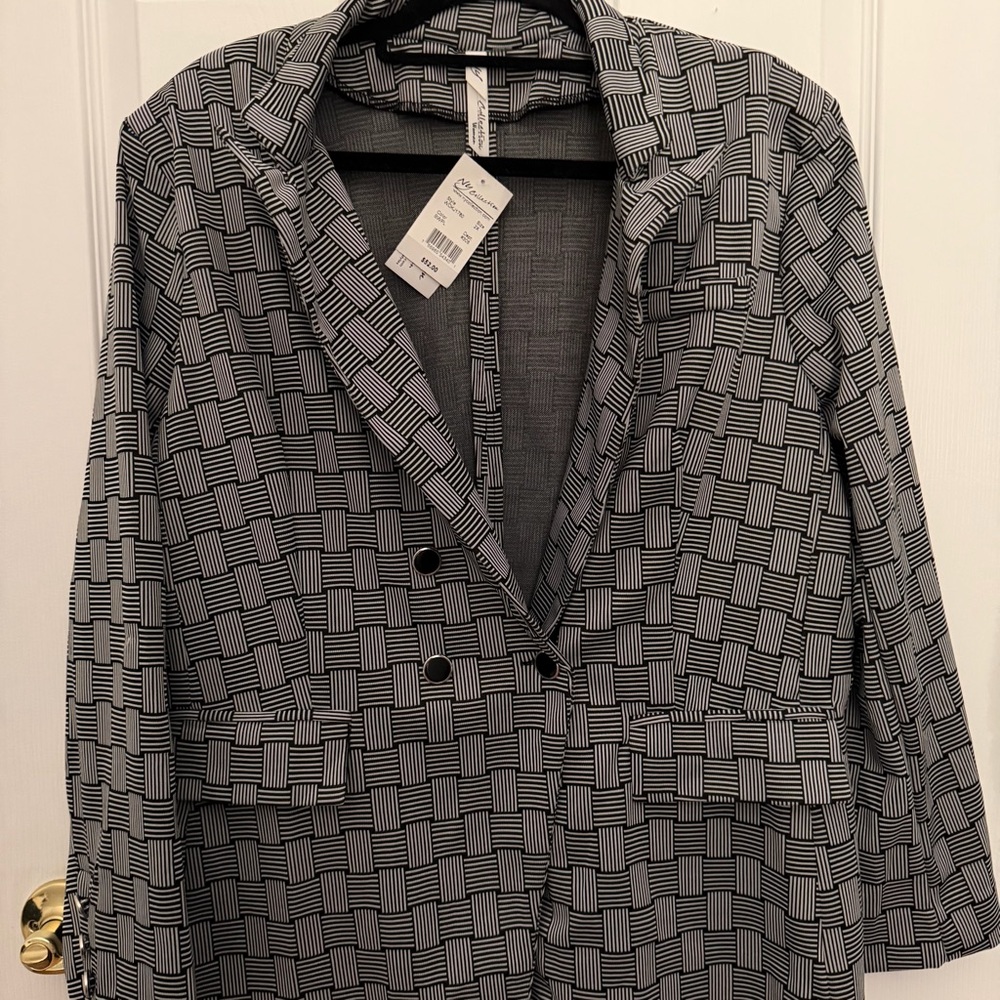 NY Collection Monochrome Striped Jacket